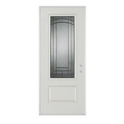 Stanley Tools - Chatham 34 Lite 1Panel Painted Steel Prehung LeftHand Entry Door - 1538E-BN-32-L