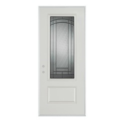 Stanley Tools - Chatham 34 Lite 1Panel Painted Steel Prehung RightHand Entry Door - 1538E-BN-36-R