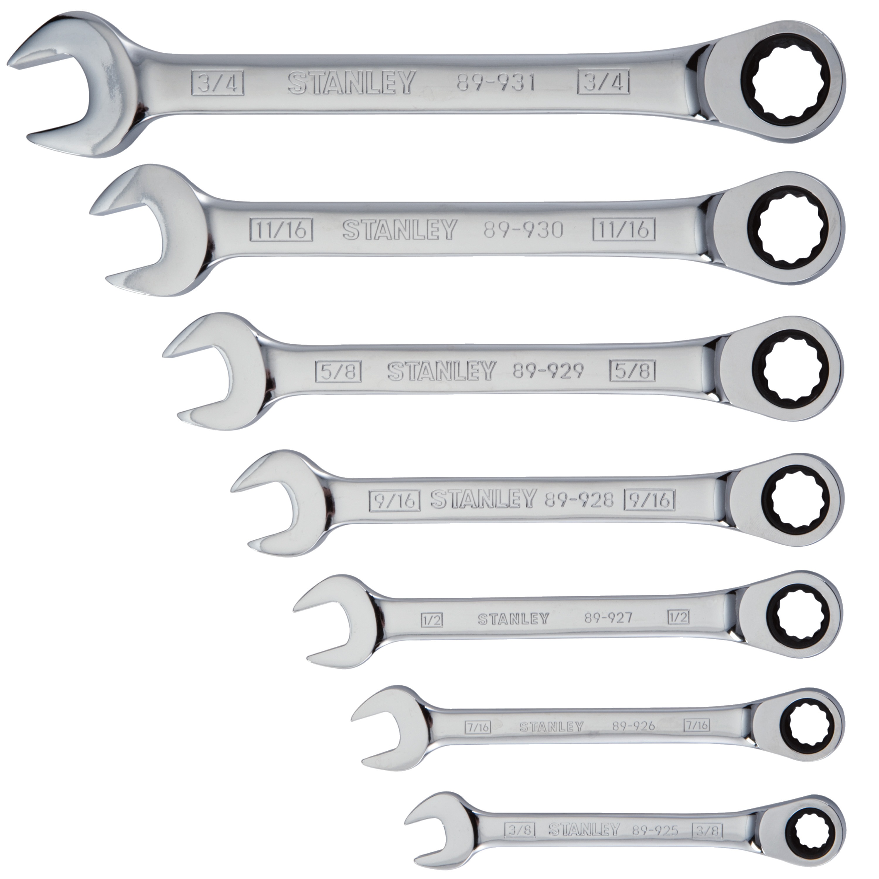 7 pc Ratcheting Combination Wrench SAE Set 94542W STANLEY Tools
