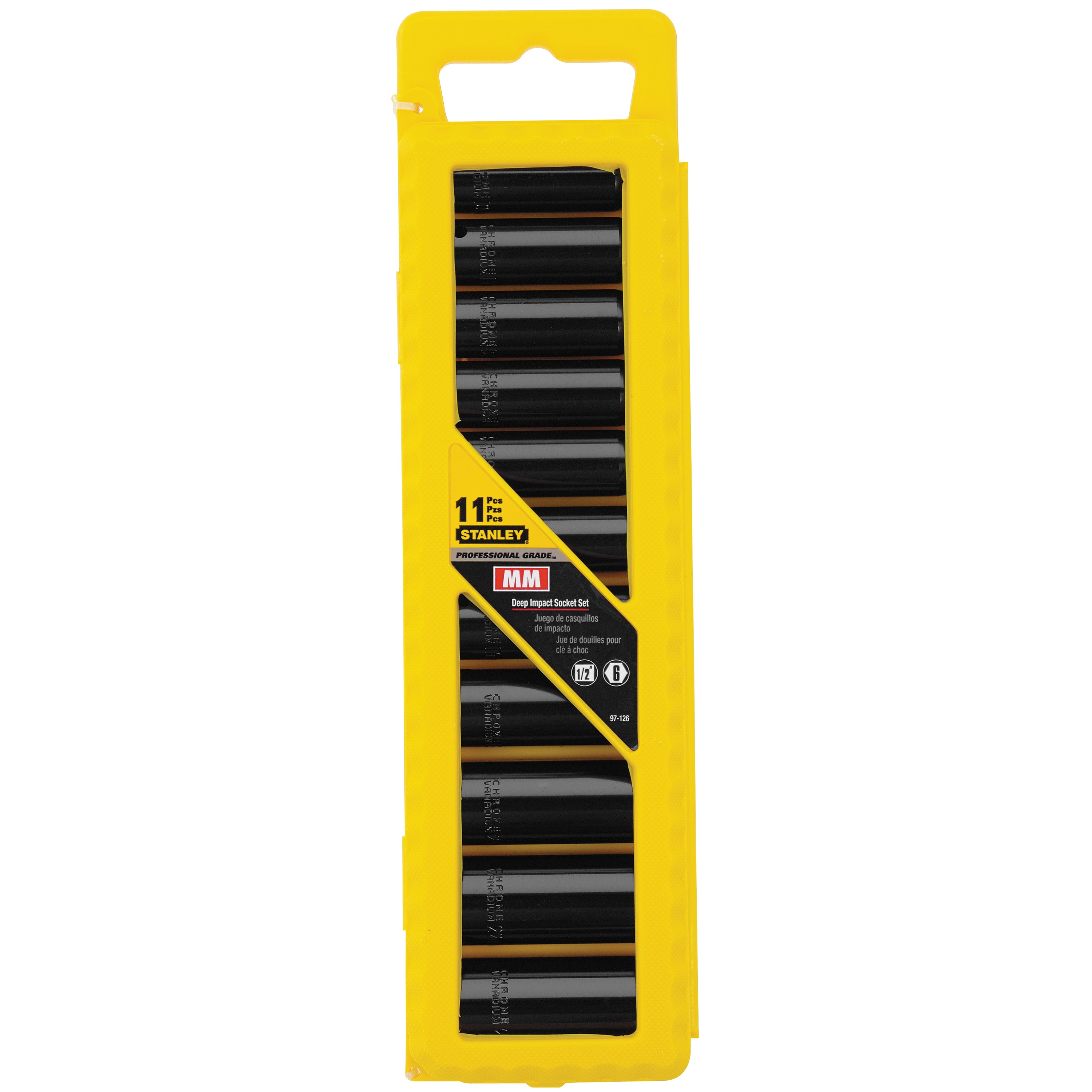 11 pc 1/2 in Drive Metric Deep Impact Socket Set 97126 STANLEY Tools