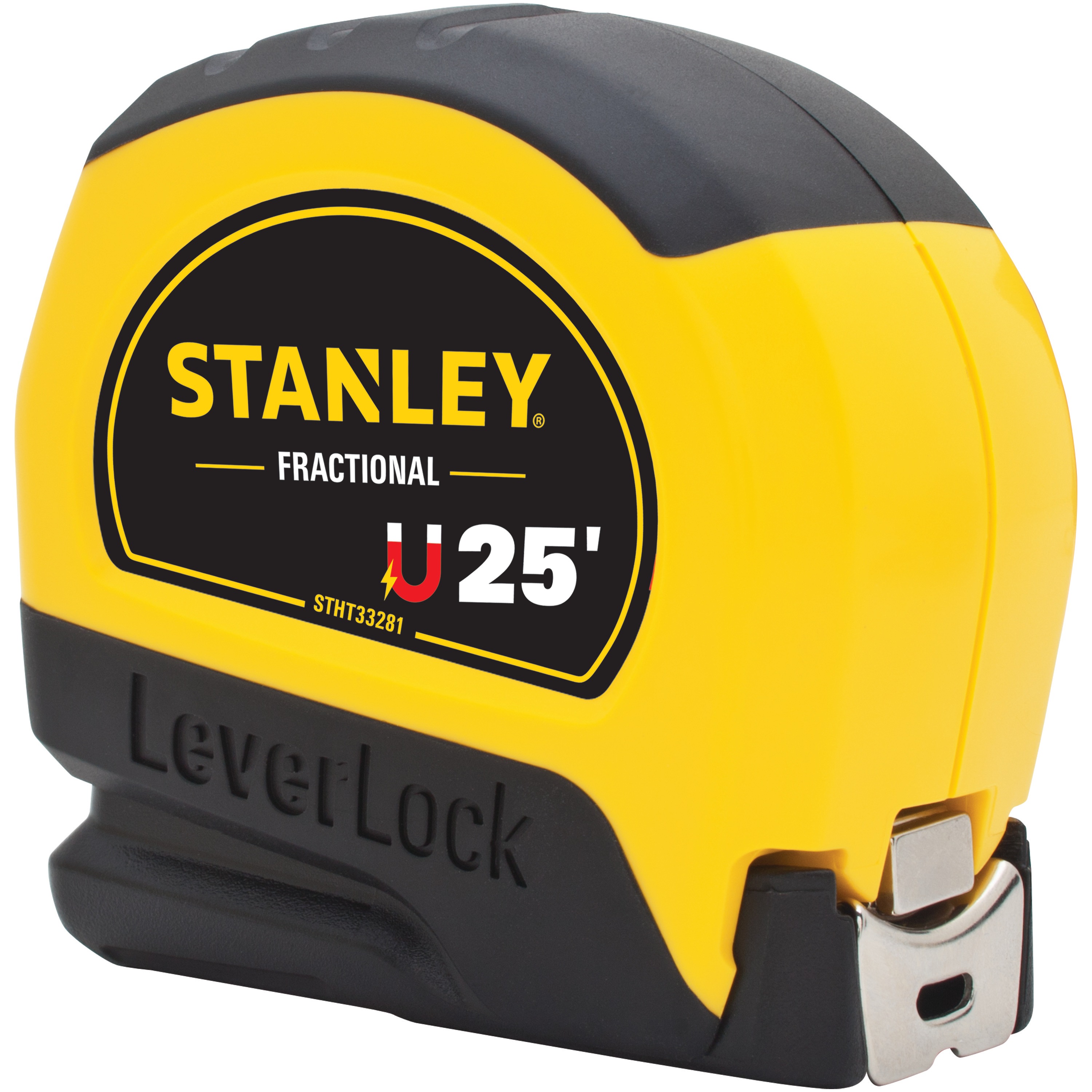 Stanley Tools - 25 ft Magnetic Tip Fractional Read LEVERLOCK Tape Measure - STHT33281