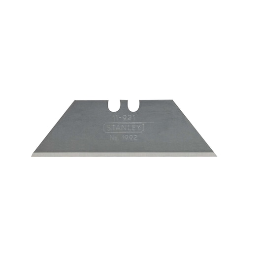 STANLEY utility knife blade, silver, straight-on angle on white background