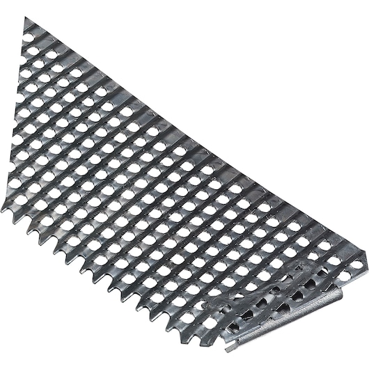 STANLEY 21-293 metal replacement rasp blade with perforated holes, angled view on white background.
