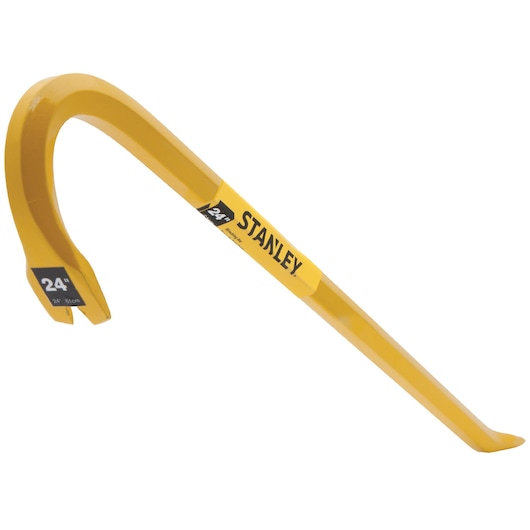 STANLEY 55-124 24-inch yellow pry bar, angled view on white background.