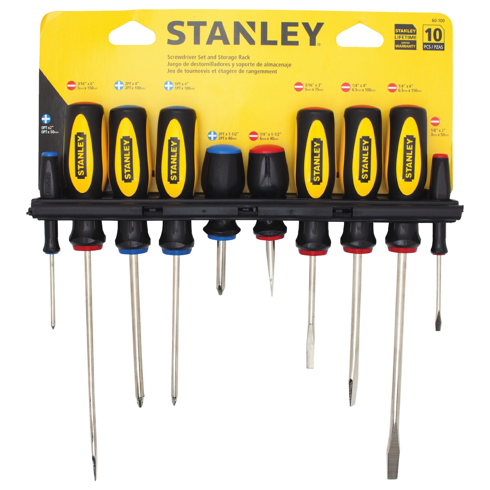 Stanley Tools 10-Piece Standard Fluted Screwdriver Set Phillips/Slotted 60100 