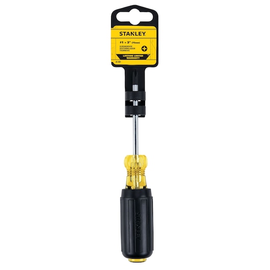STANLEY screwdriver with yellow and black handle, SKU 65-901, front view on white background.
