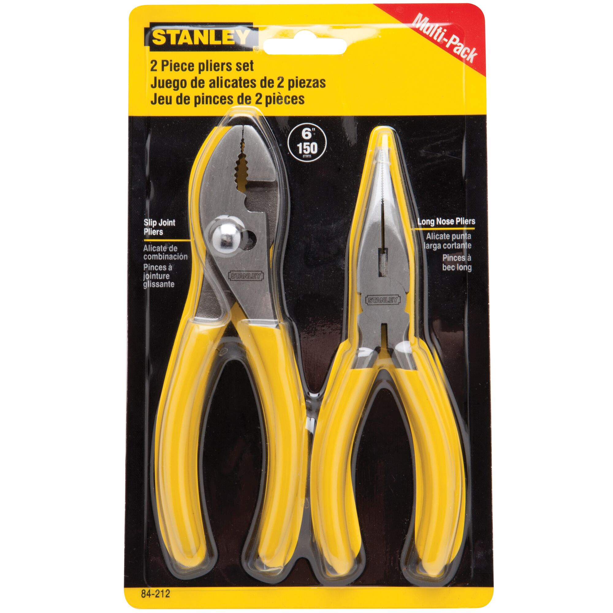 2 LONG NOSE PLIERS 6 1/2" HAND TOOL YELLOW 
