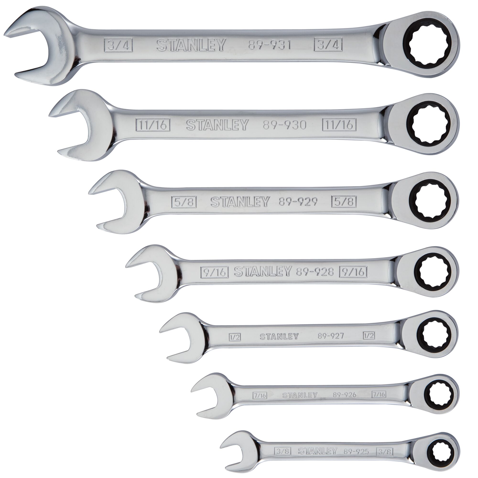 Stanley 7 pc Ratcheting Combination Wrench Set SAE