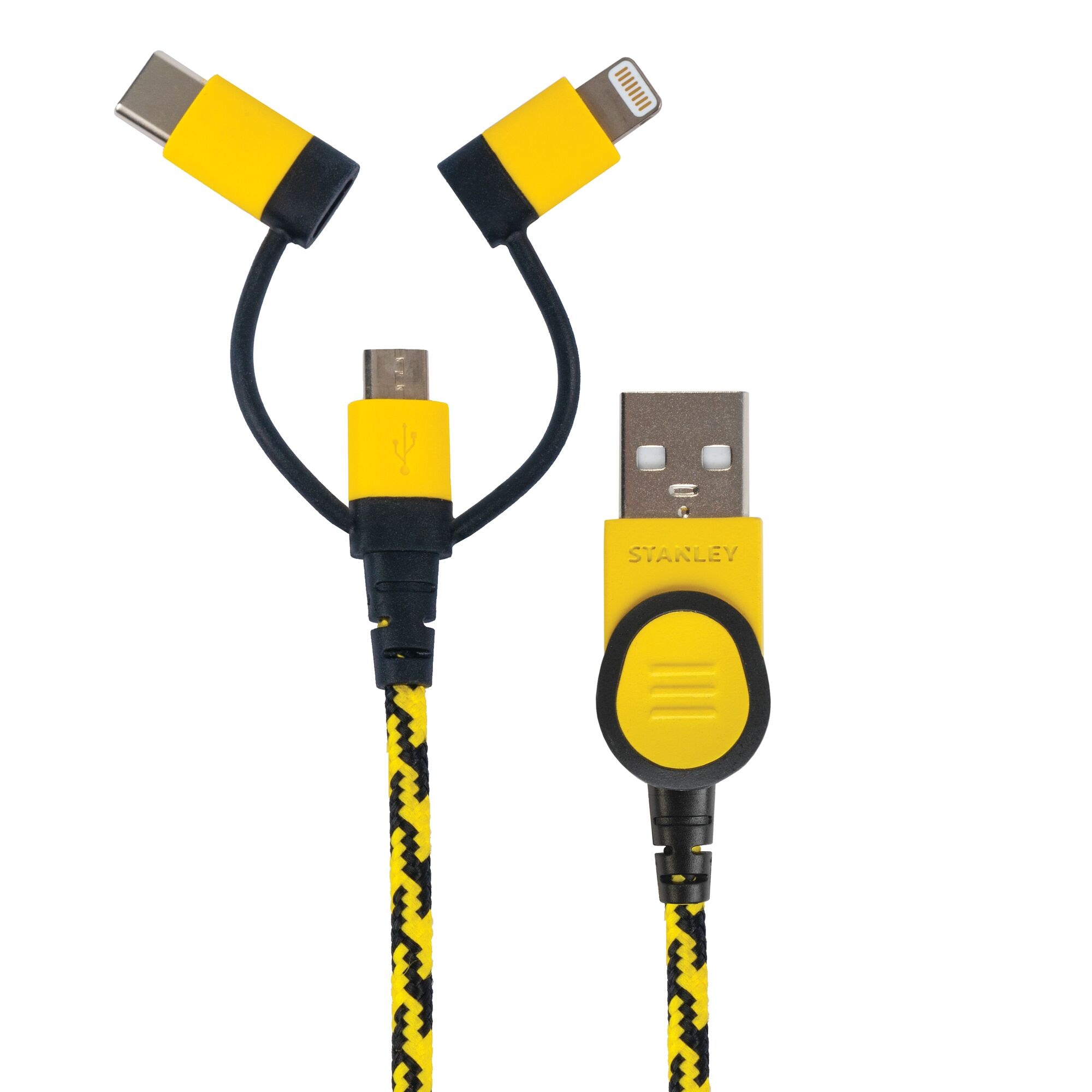 3-in-1 Braided Cable for Lightning, USB-C & Micro-USB