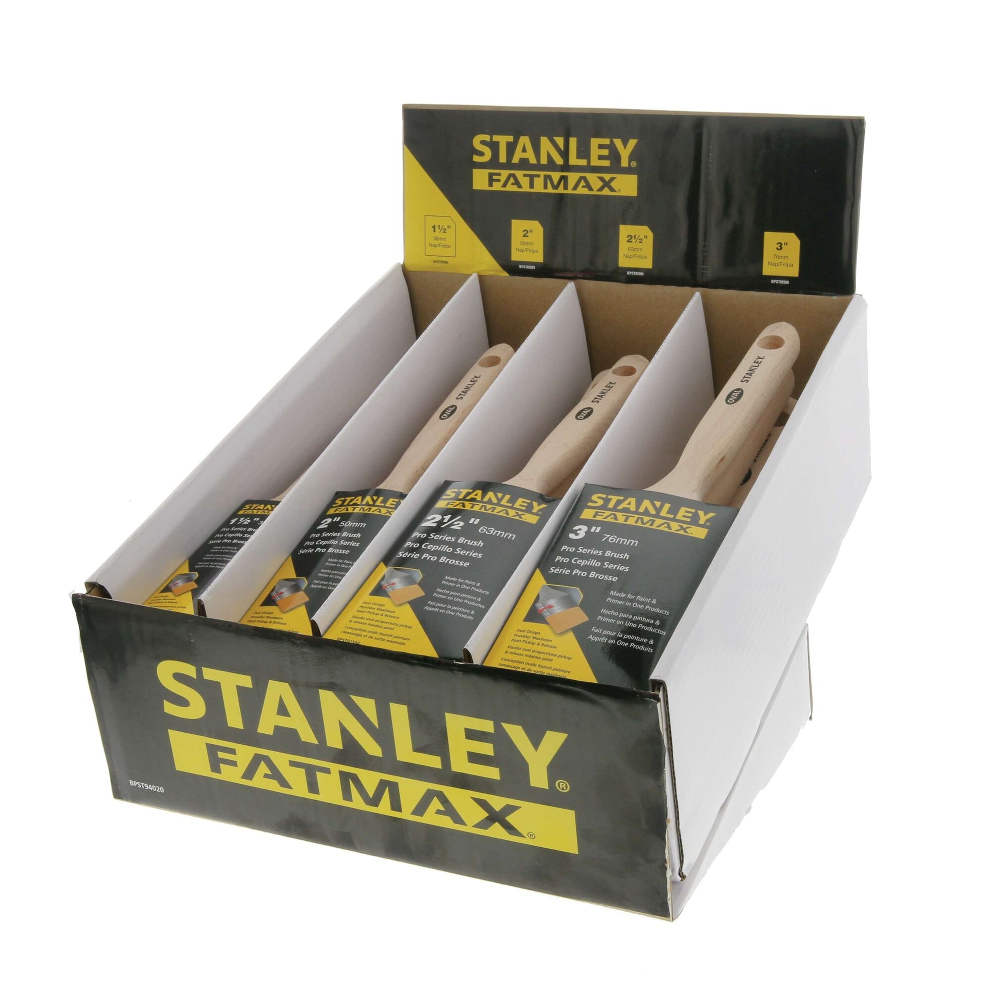 16 pc STANLEY® FATMAX®  PBT Angle Paint Brush Countertop Assortment