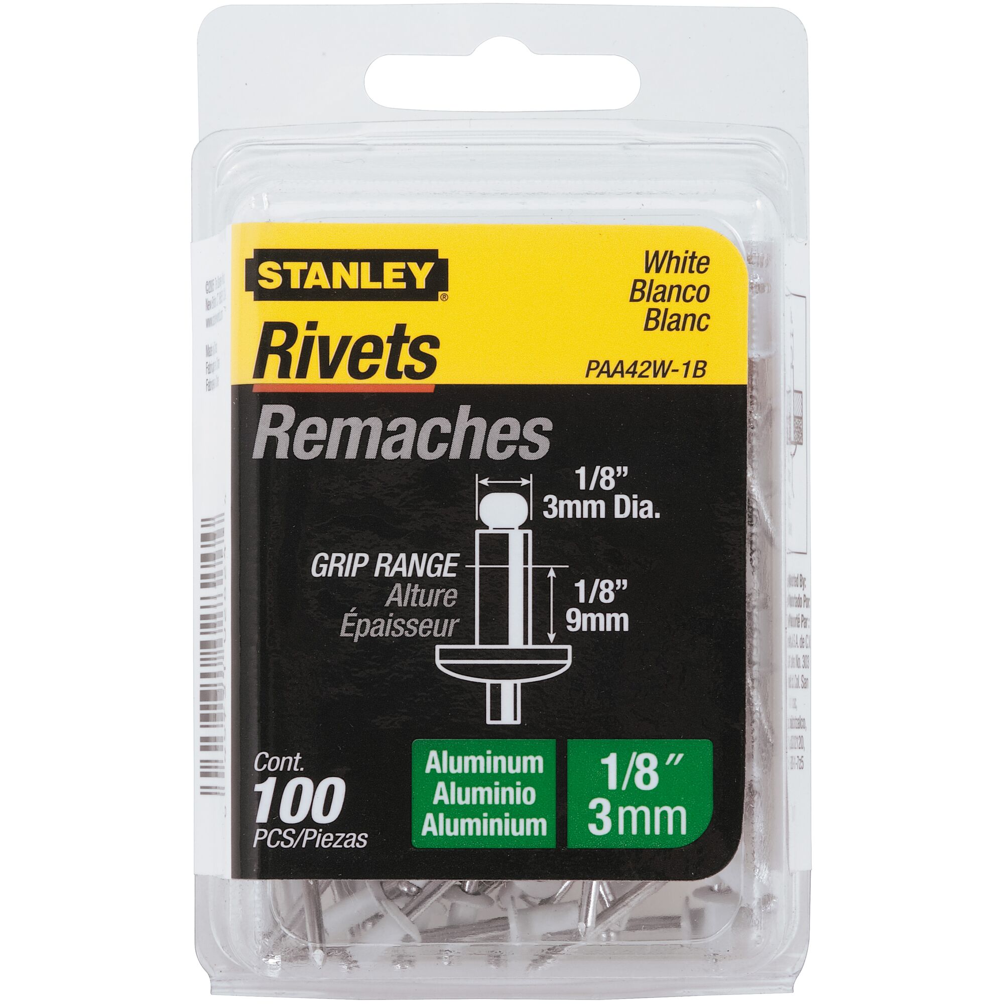 1/8 in x 1/8 in White Aluminum Rivets (100 Pk)