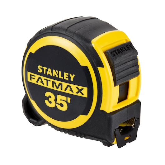 STANLEY FMHT36335THS tape measure, FATMAX 35', black and yellow, front angled photo