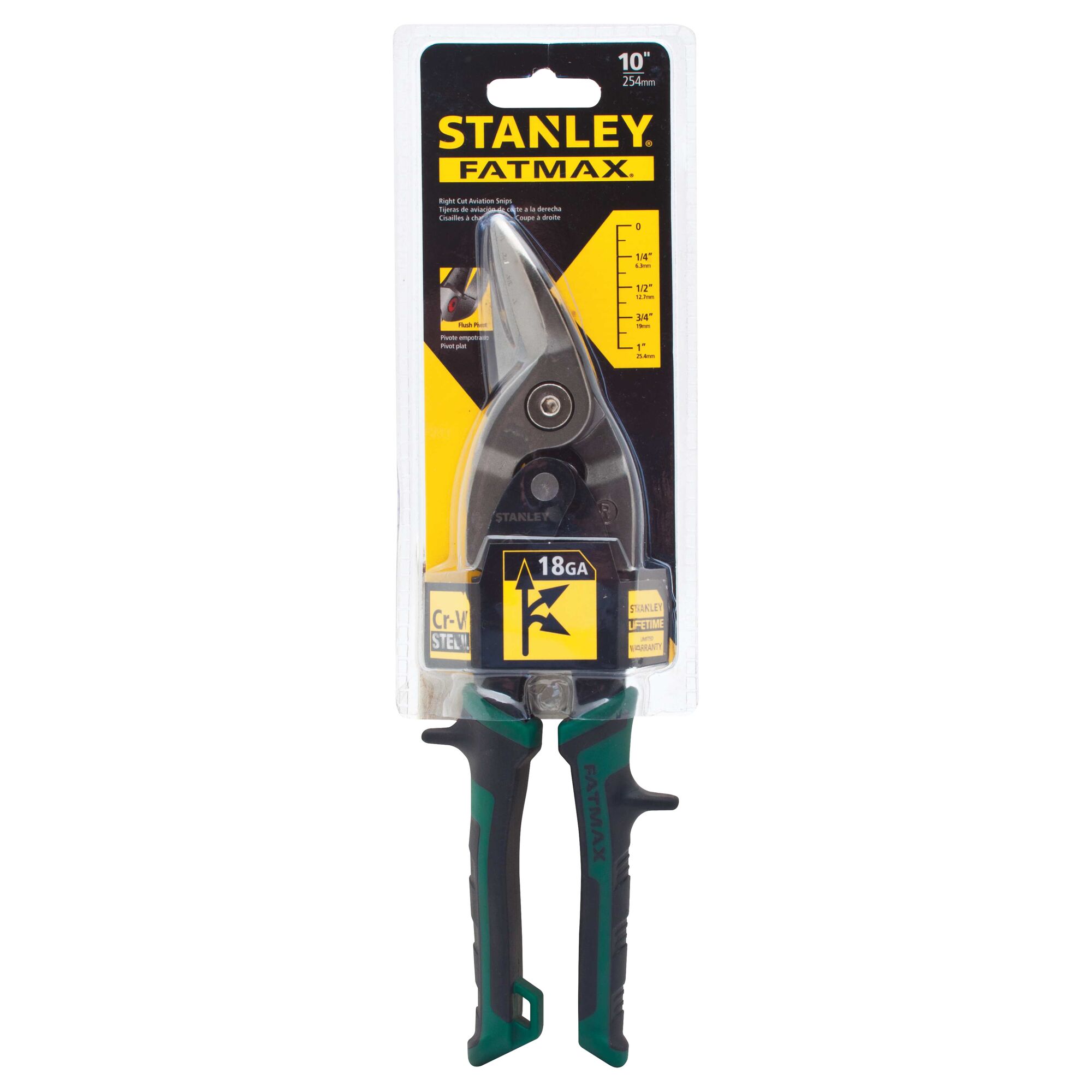 -Stanley 10" FatMax 1-1/4" Cut Length Aviation Right Tin Snips FMHT73557 1 