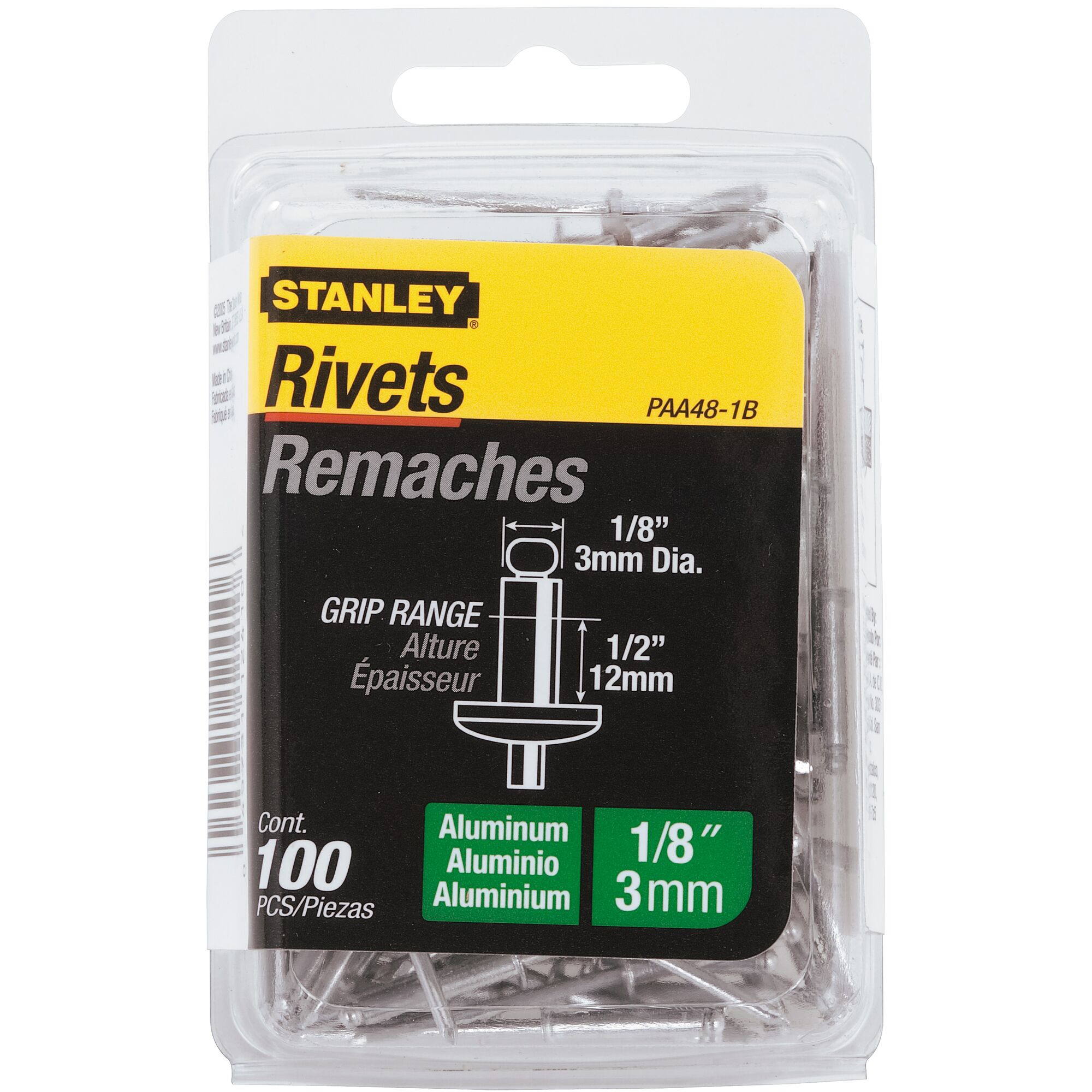 Stanley 1/8 in x 1/2 in Aluminum Rivets (100 Pk)