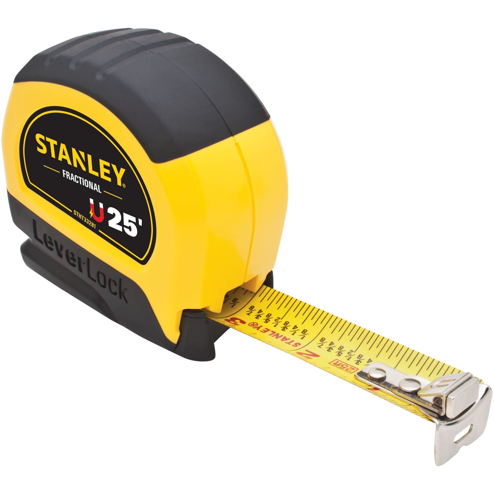 25 ft Magnetic Tip/Fractional Read LEVERLOCK® Tape Measure