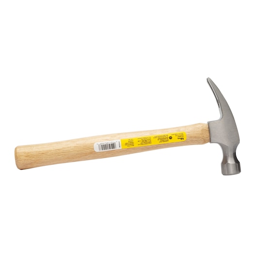 STANLEY claw hammer with wooden handle, side view, SKU STHT51456, on white background.