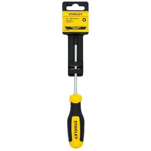 STANLEY STHT60811 square screwdriver with yellow and black handle, front angle on white background.
