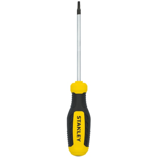 STANLEY STHT60815 yellow and black screwdriver, front angle on white background.