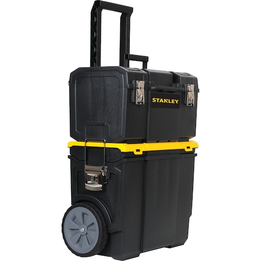 Stanley STST18613 rolling tool chest with handle, black and yellow, front angle photo