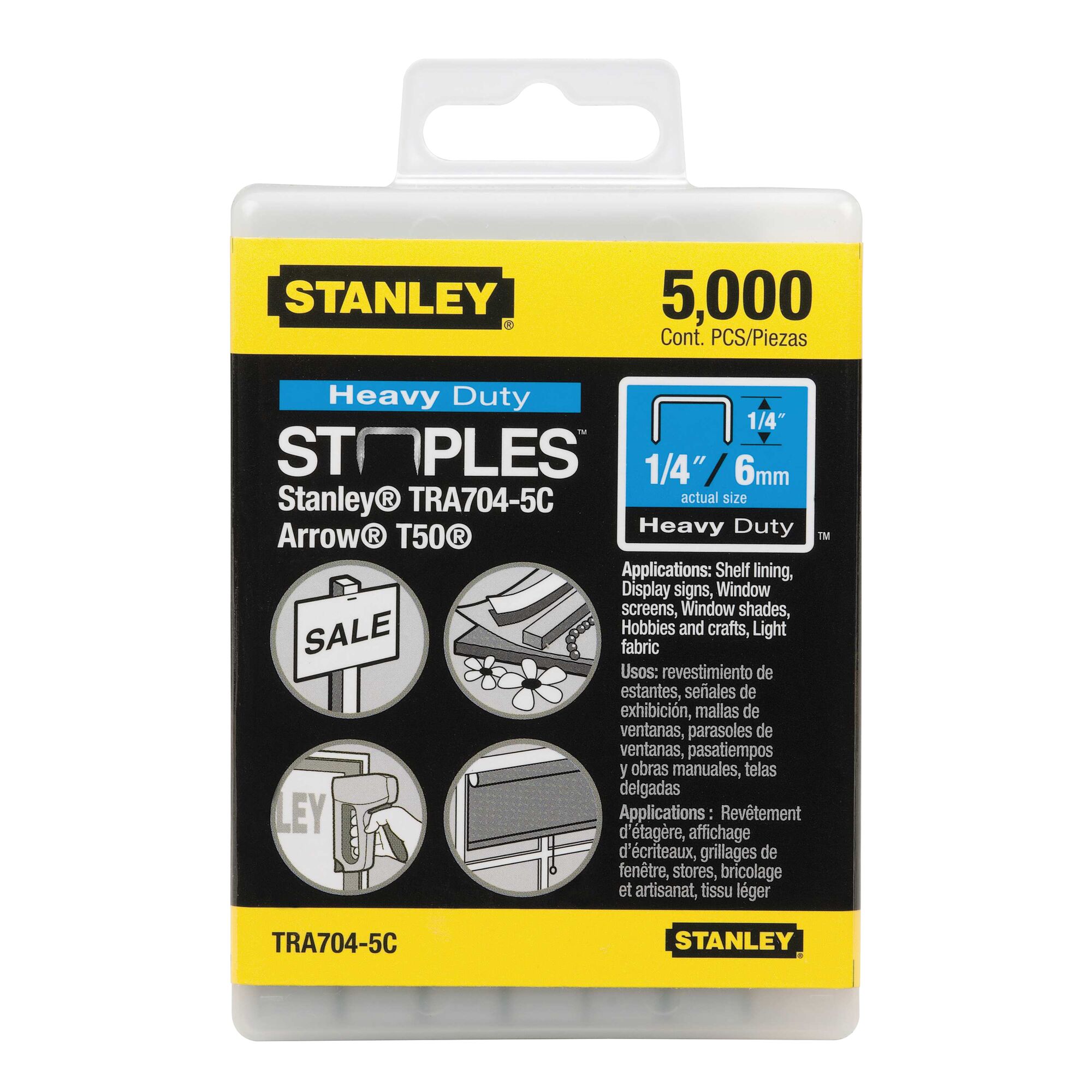 1325 Count Pack Stanley 1/4" Heavy Duty Sharpshooter Staples TRA704CS 