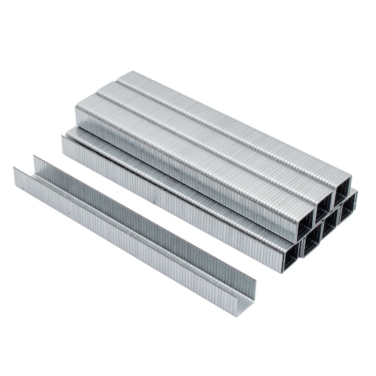 Stanley silver metal staples pack, angled on white background, office supplies category